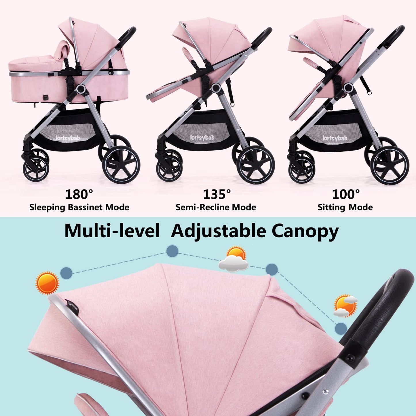 Baby Stroller with Bassinet Mode