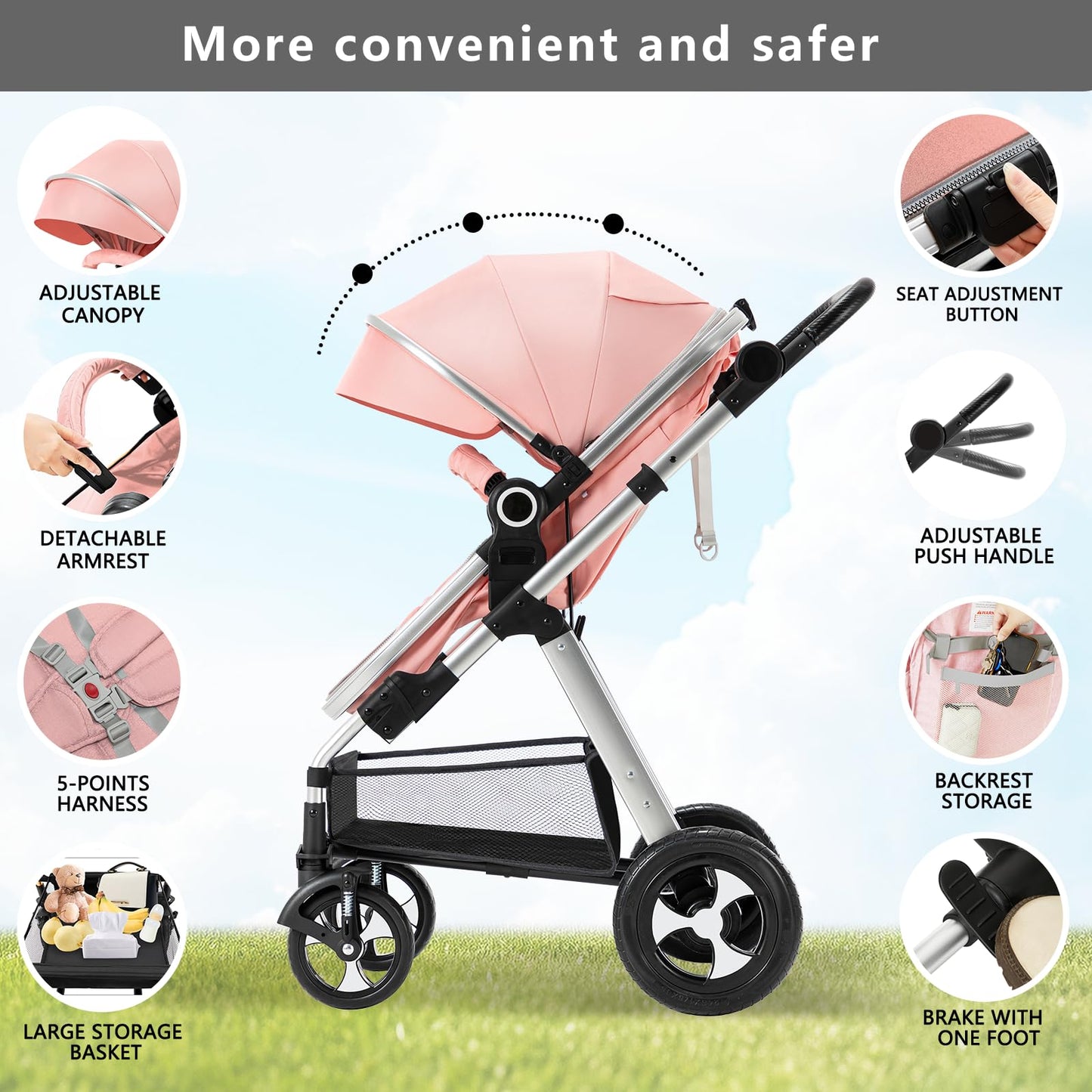 Baby Stroller for Newborn pink