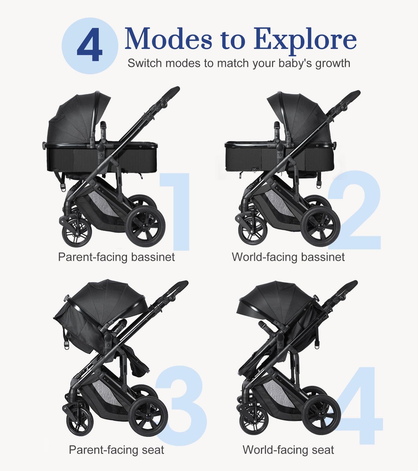 Convertible Baby Stroller Grey