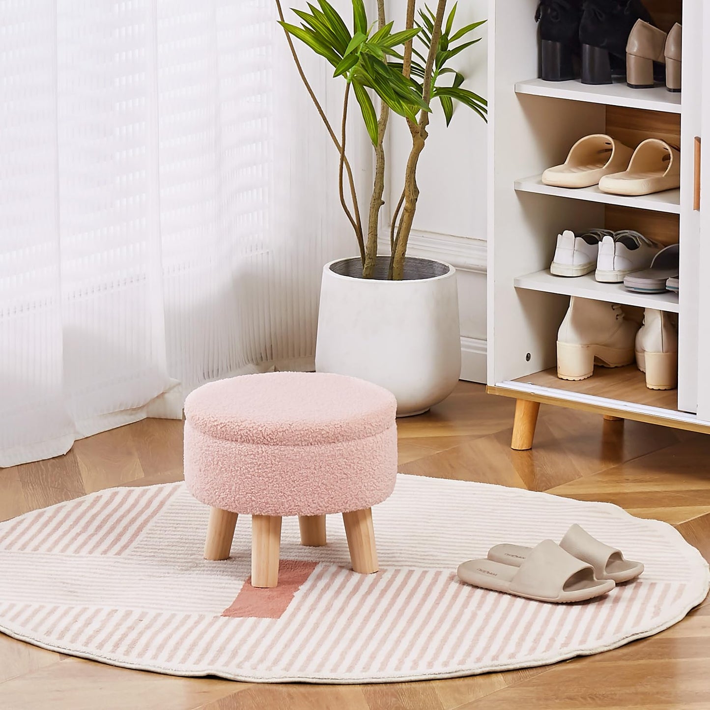 Penyimpanan Ottoman Pink