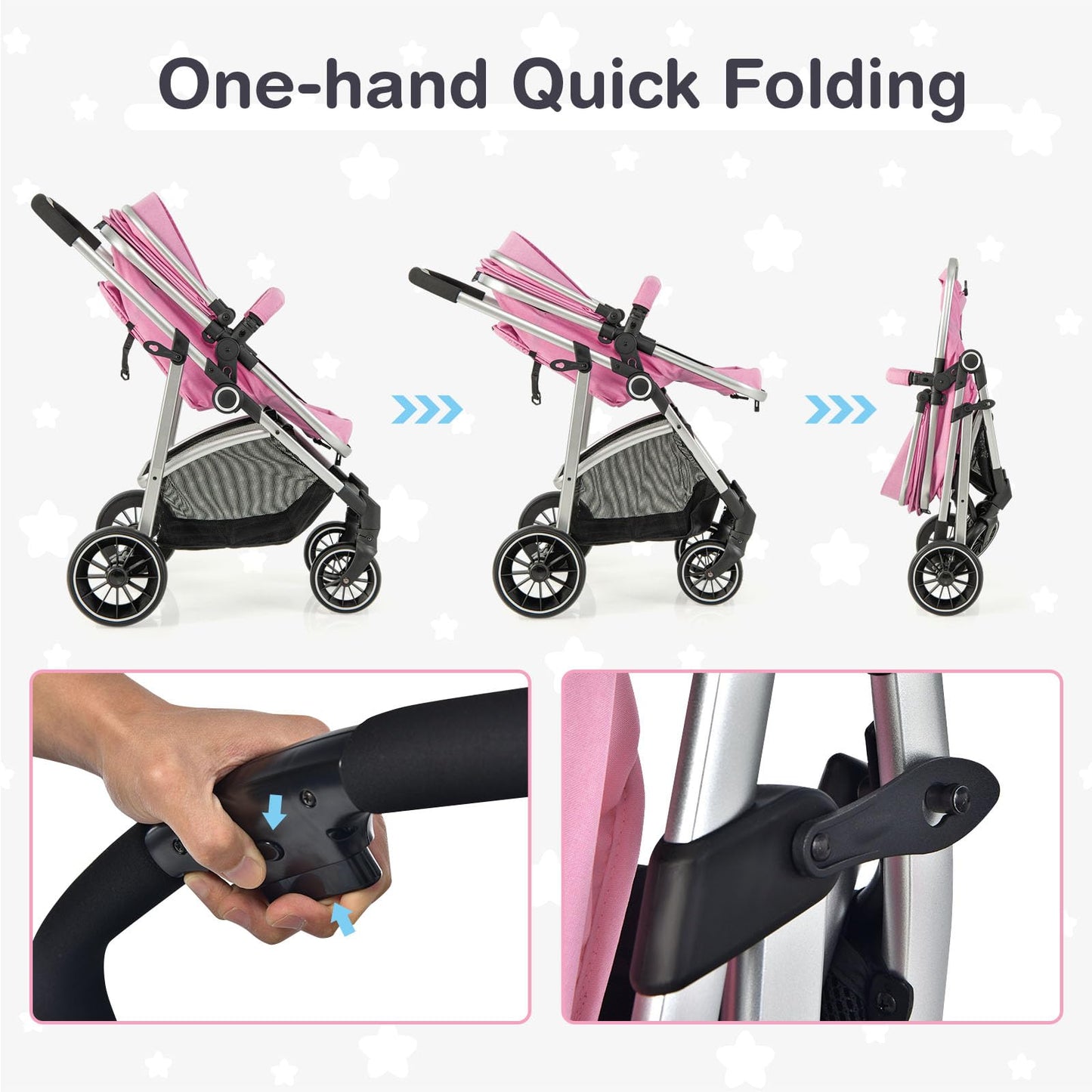 Convertible Baby Stroller Pink