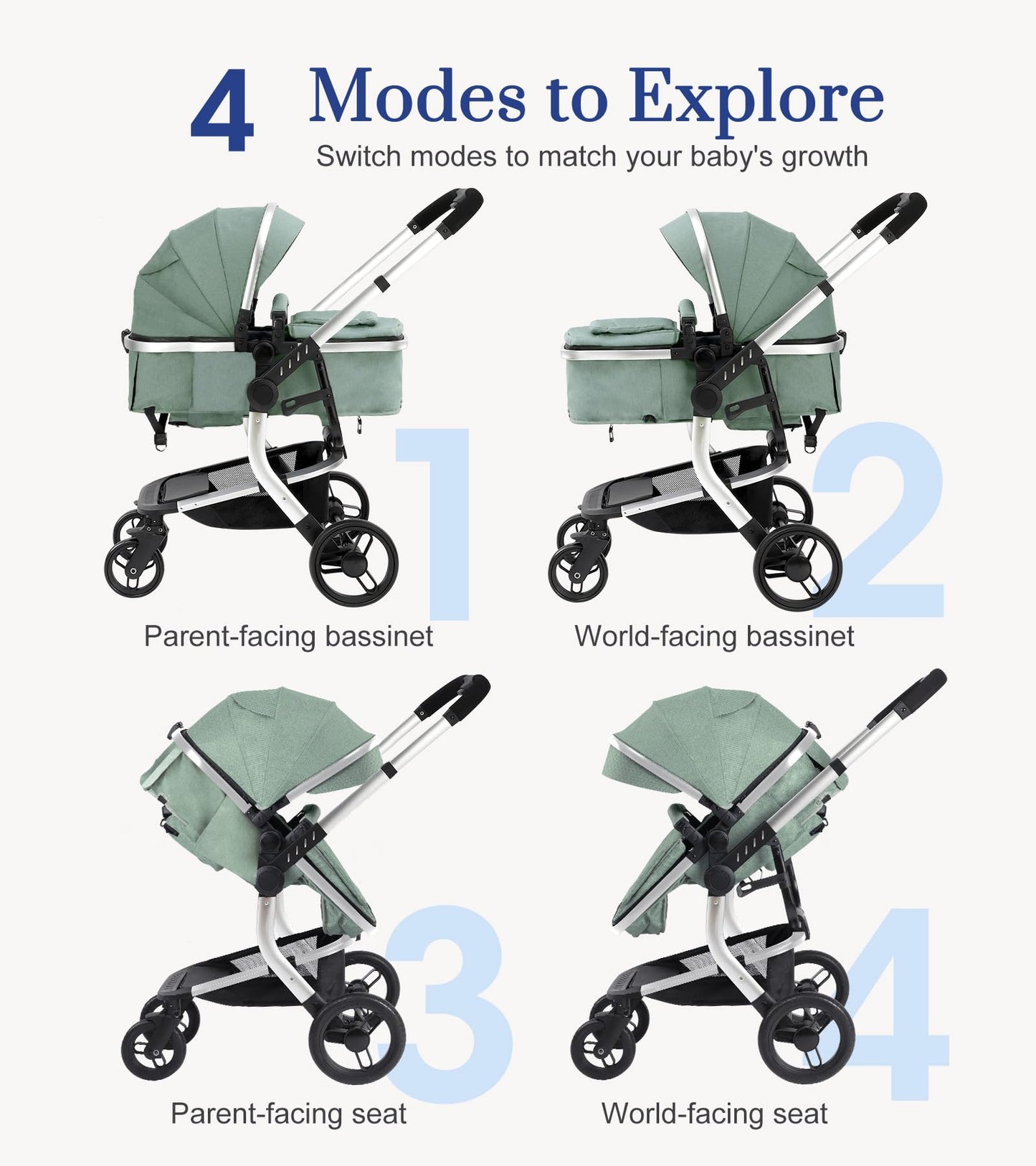 Convertible Baby Stroller Green