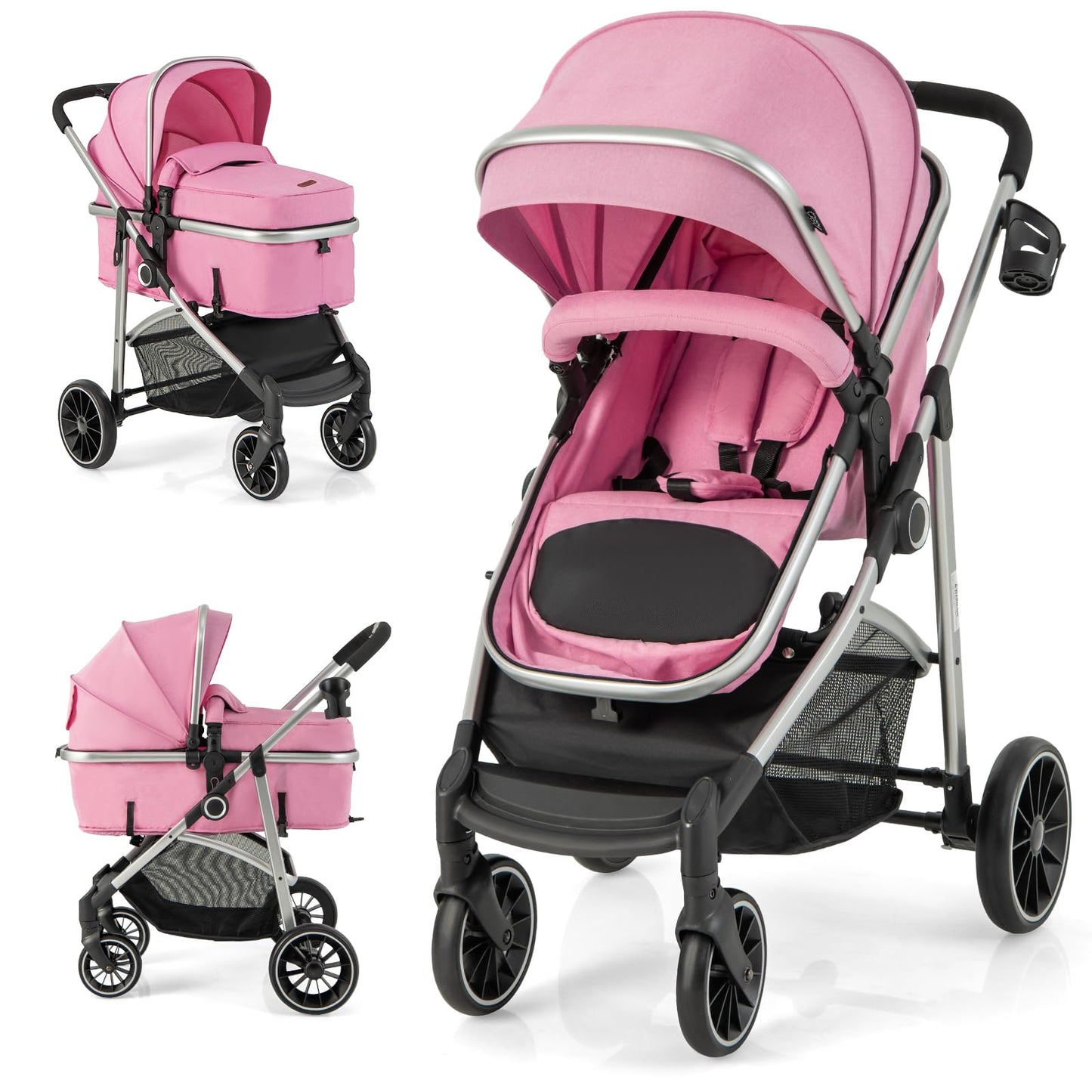 Convertible Baby Stroller Pink