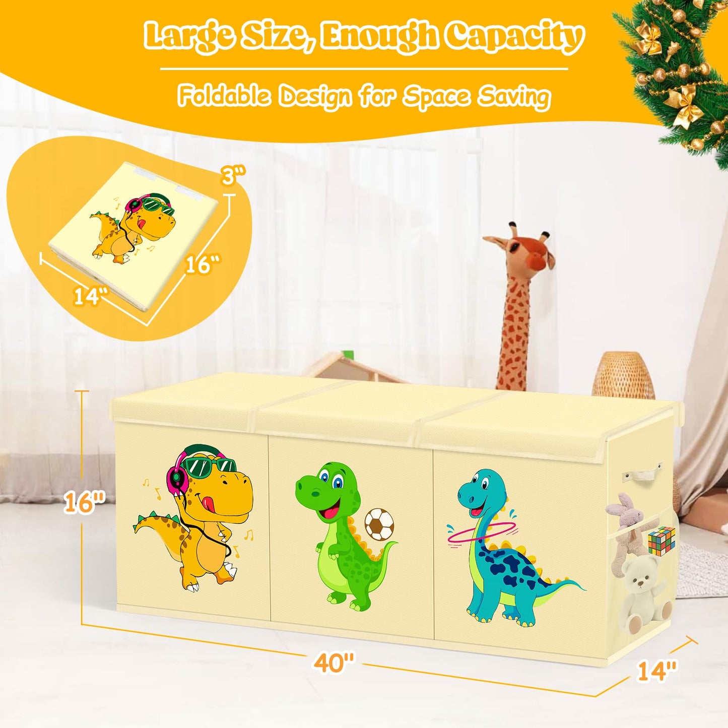 Large Toy Box Beige