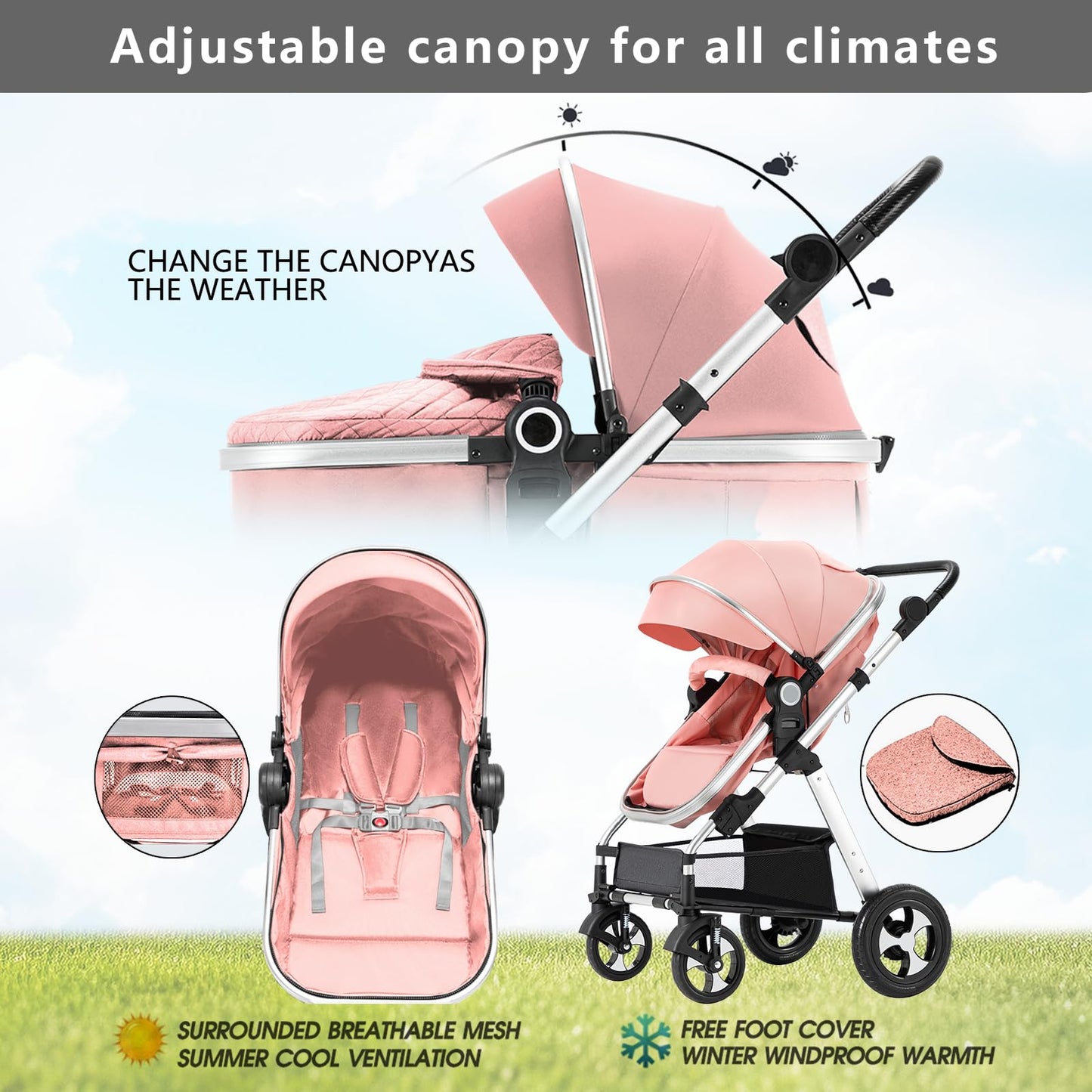 Baby Stroller for Newborn pink