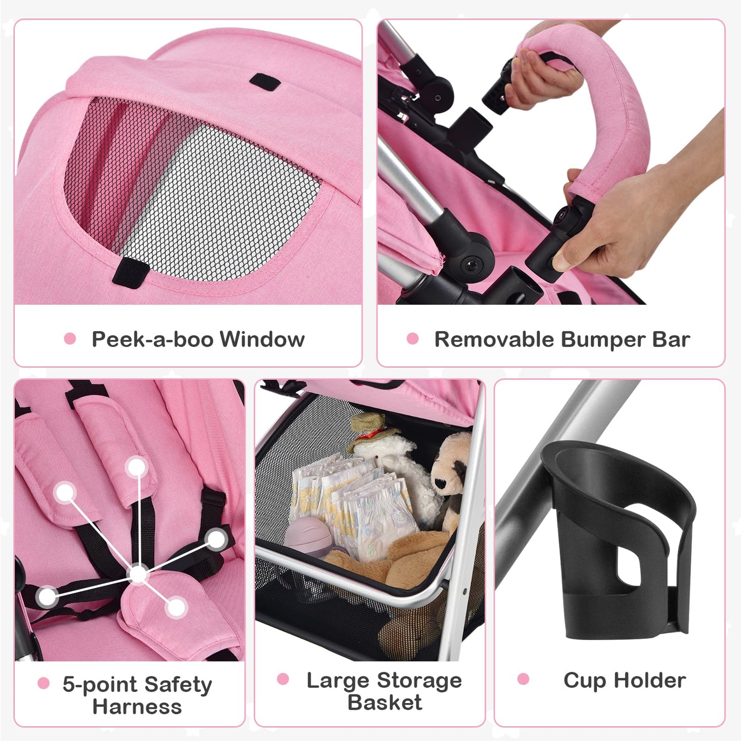 Convertible Baby Stroller Pink